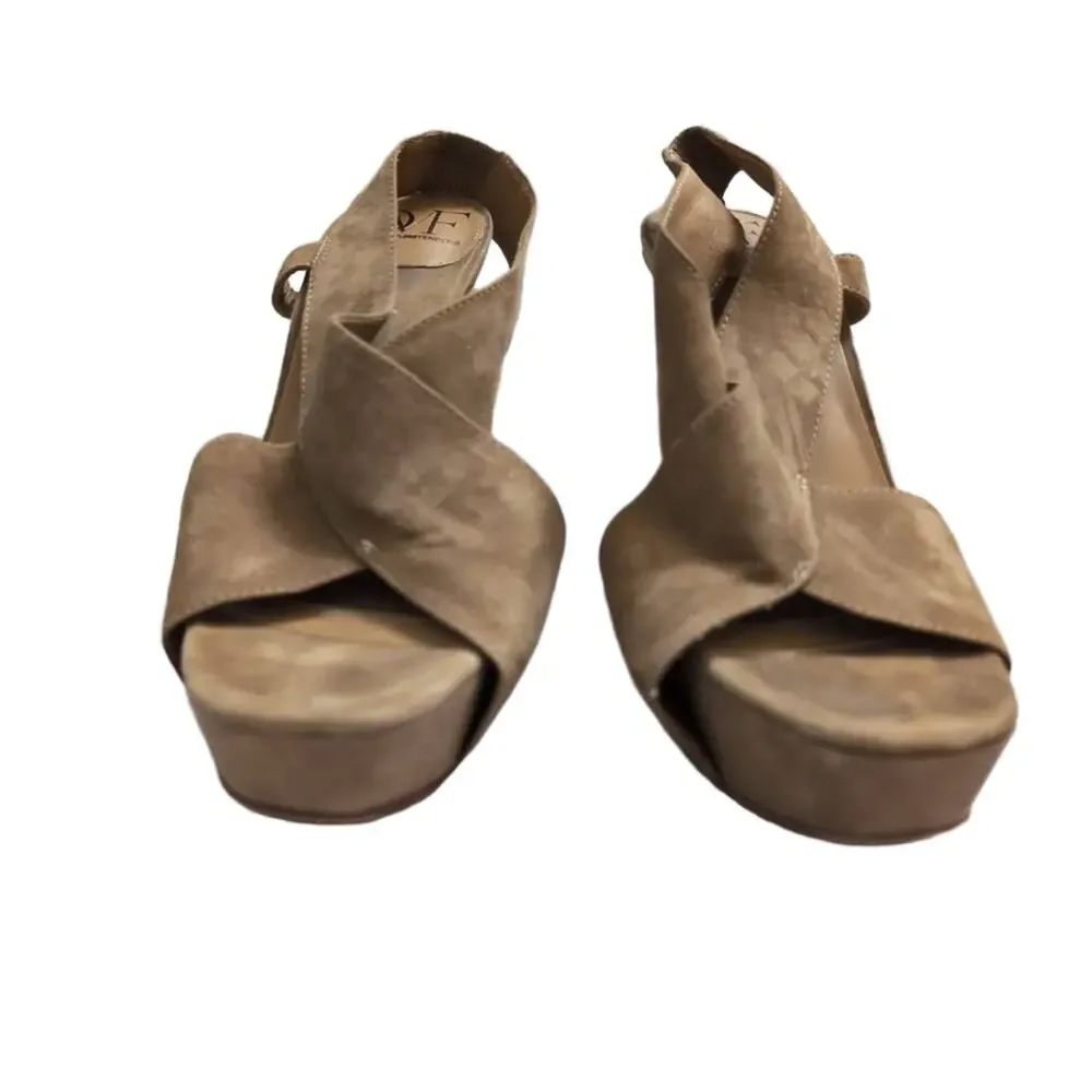 Diane von Furstenberg Zia Crisscross Suede Platform Heels Slingback Sandals 9.5M